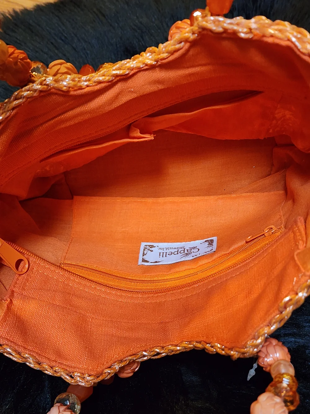Gorgeous Handwoven Floral Beaded Handle Straw Tote Bag in Coral Orange